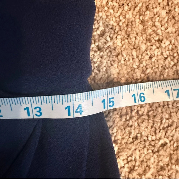 ADRIANNA PAPELL V-Neck Side Ruched Faux Wrap Navy Dress Size 4 Retail $160 - Picture 14 of 15